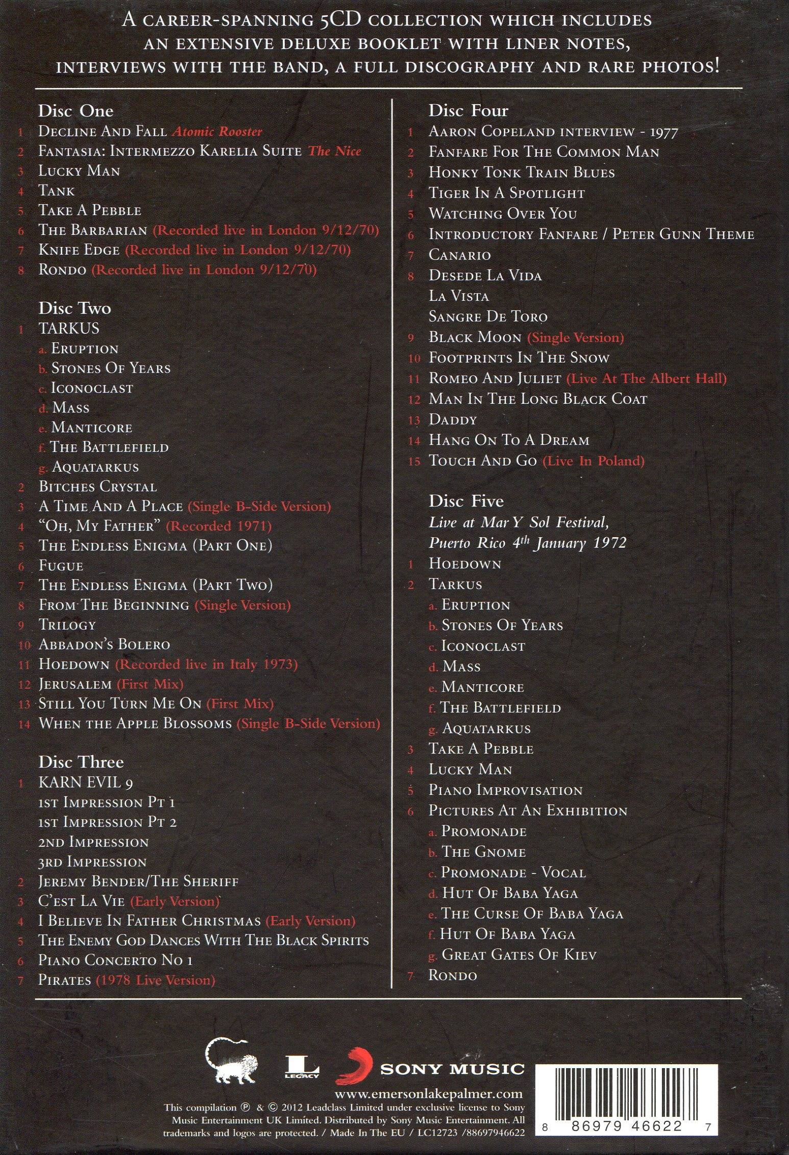 Emerson, Lake and Palmer From the Beginning : Back